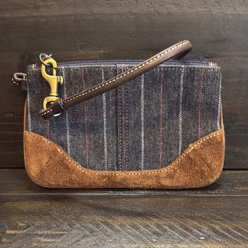 Coach Denim and Suede Wristlet